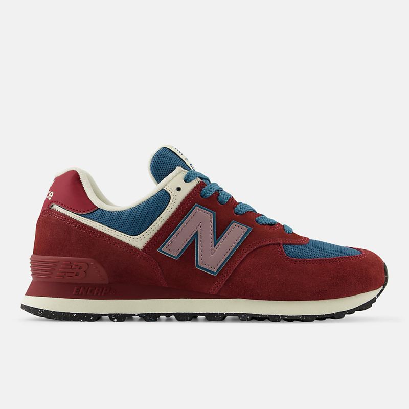 New Balance Women's 574 Shoes Classic Crimson with Terrarium and