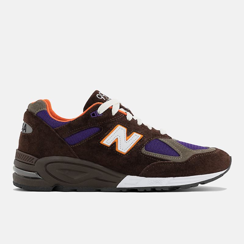 New Balance Men's Made in USA 990v2 Shoes Brown with Grey