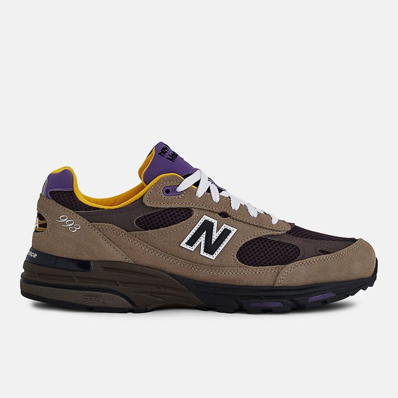 New Balance Men's Made in USA 993 Shoes Mushroom with Midnight V