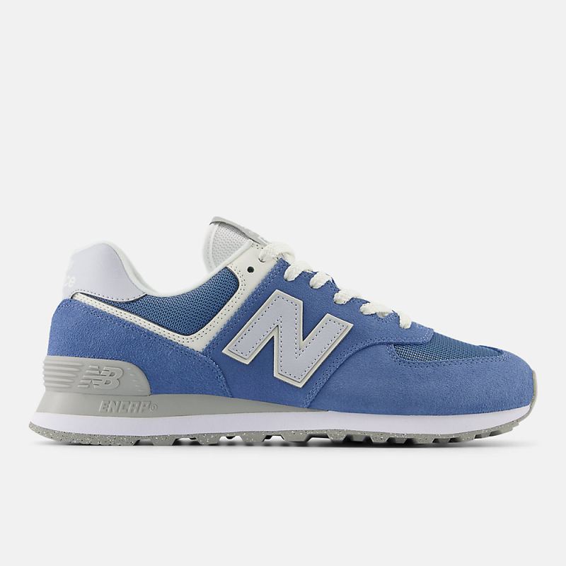 New Balance Women's 574 Shoes Heron Blue with Granite and White