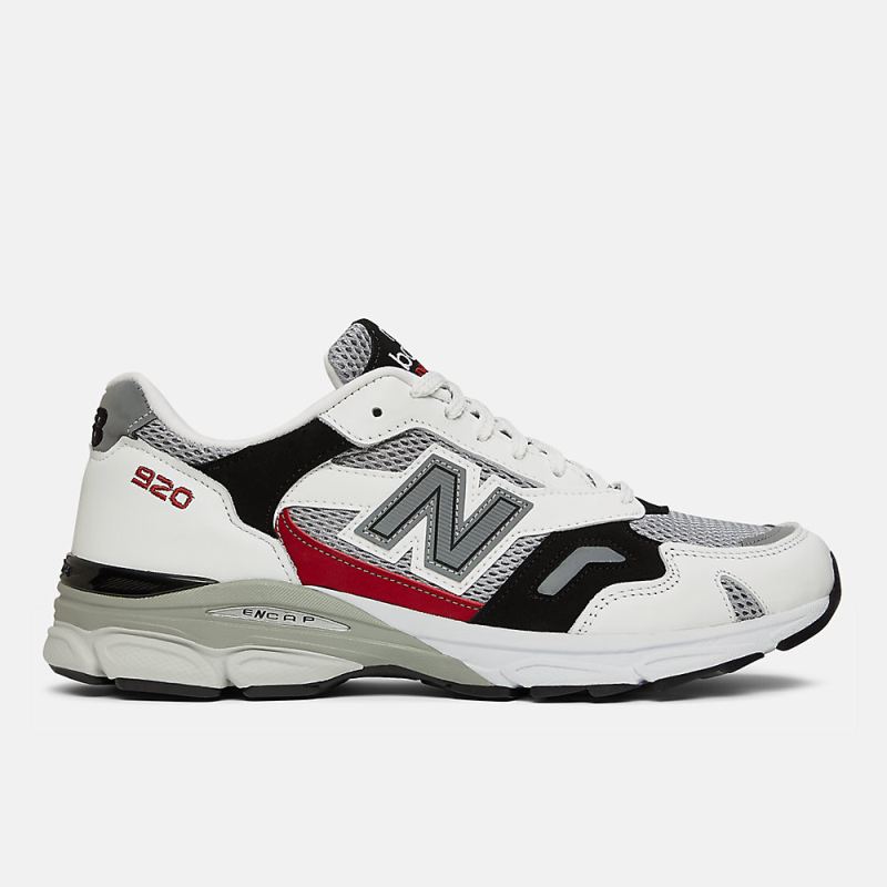 New Balance Men's MADE in UK 920 Shoes White with Grey and Red