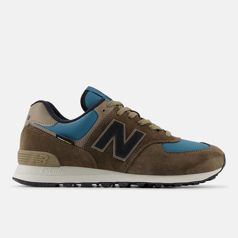 New Balance Men's 574 Shoes Dark Mushroom with Terrarium and Bla