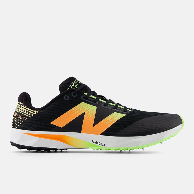 New Balance Men's FuelCell XC7 v5 Shoes Black with Bleached Lime