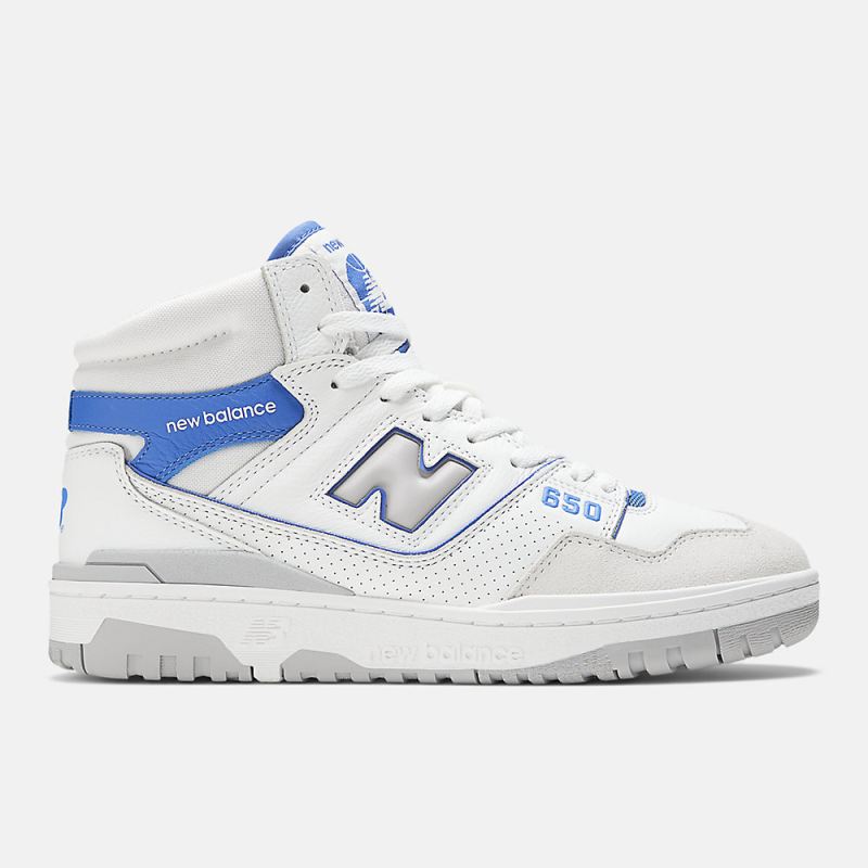 New Balance Men's 650 Shoes White with Marine Blue and Angora