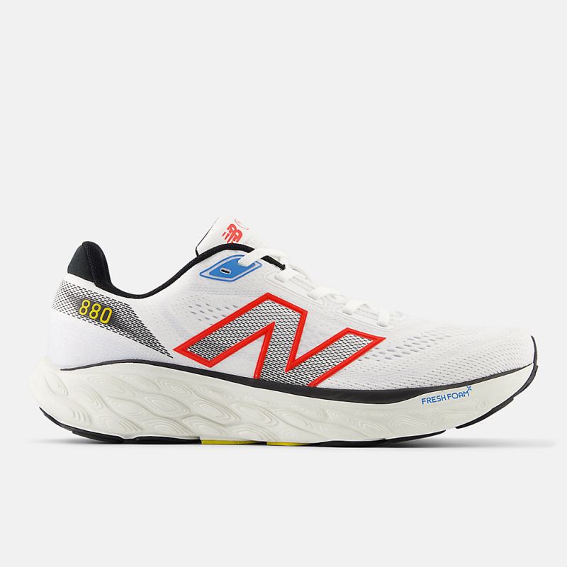 New Balance Men's Fresh Foam X 880v14 Shoes White with Neo Flame