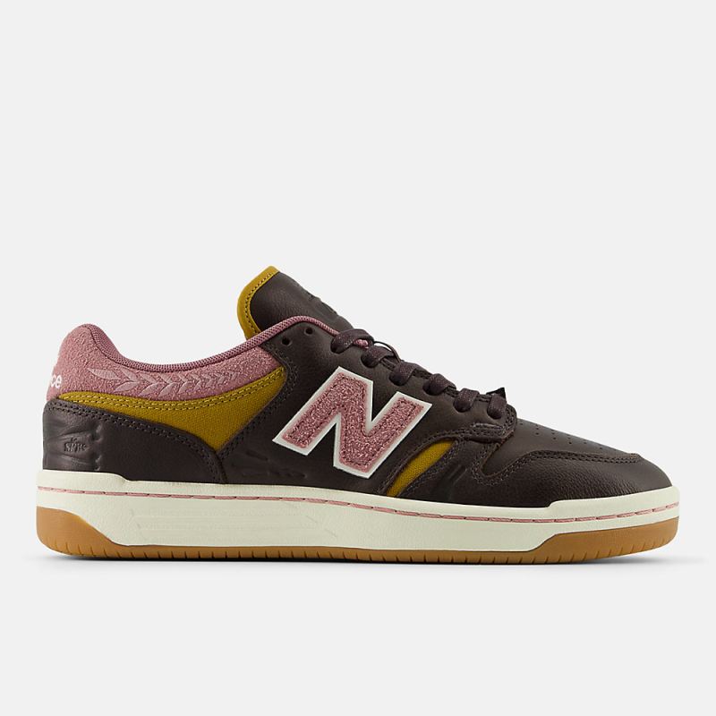 New Balance Men's NB Numeric 480 Shoes Brown with Pink