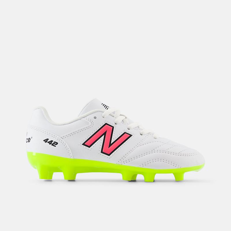 New Balance Men's 442 ACADEMY JNR FG V2 Shoes White with Hi-lite