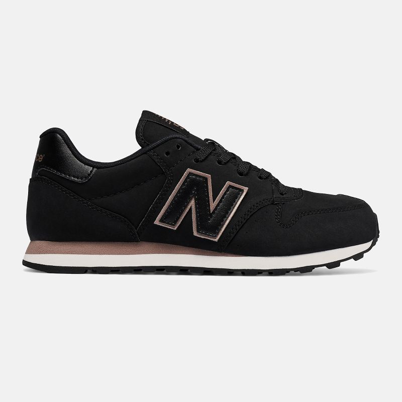 New Balance Women's 500 Classic Shoes Black with Rose Gold