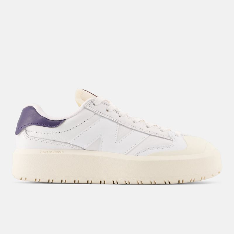 New Balance Men's CT302 Shoes White with Dark Mercury and Lilac