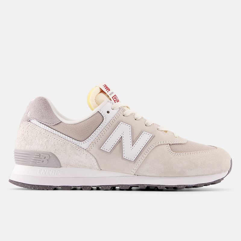 New Balance Men's 574 Shoes Sea Salt with NB 102 White