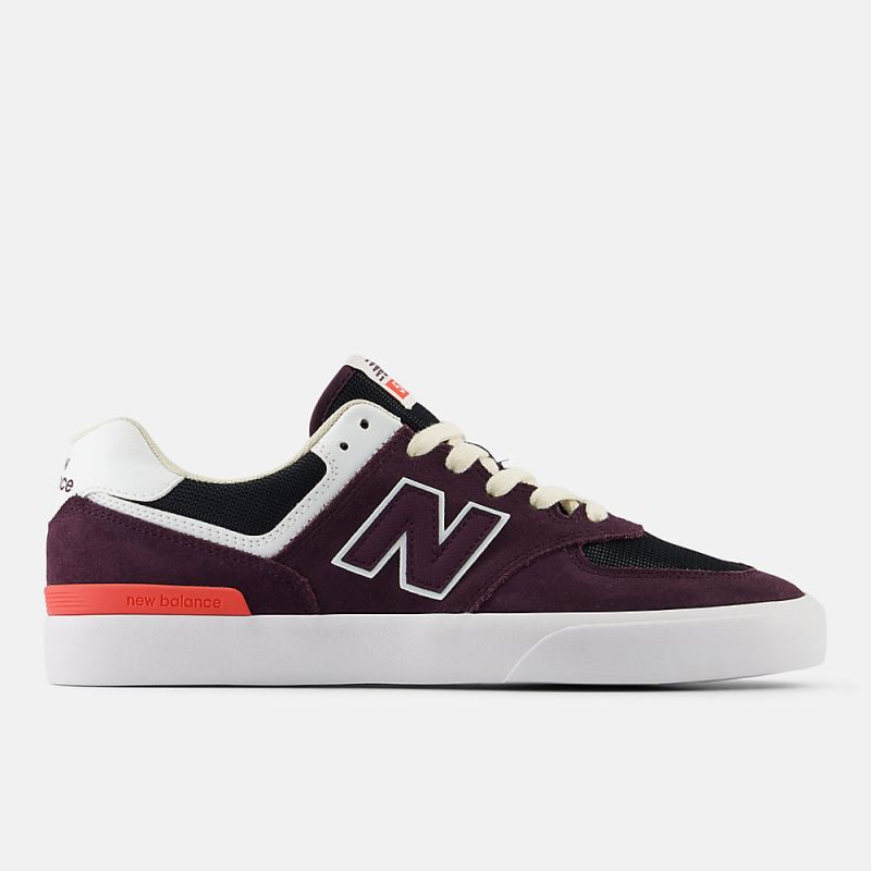 New Balance Men's NB Numeric 574 Vulc Shoes Plum Brown with Whit