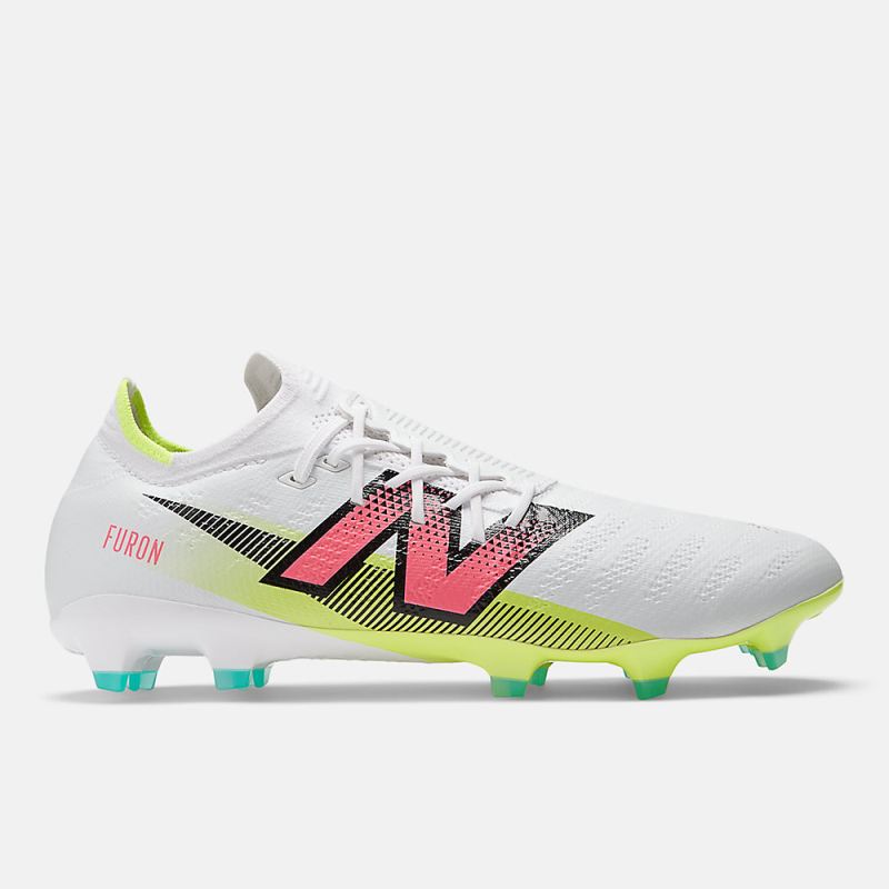 New Balance Men's FURON PRO FG V7+ Shoes White with Hi-lite and