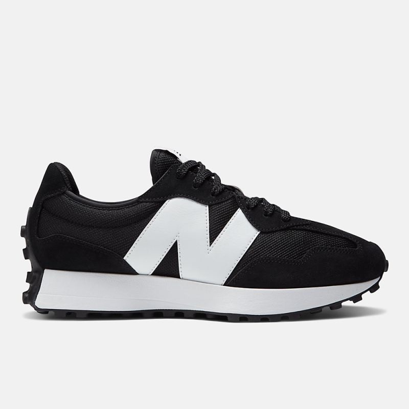 New Balance Men's 327 Shoes Black with White