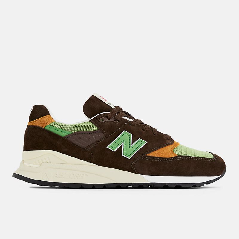 New Balance Men's Made in USA 998 Shoes Brown with Green