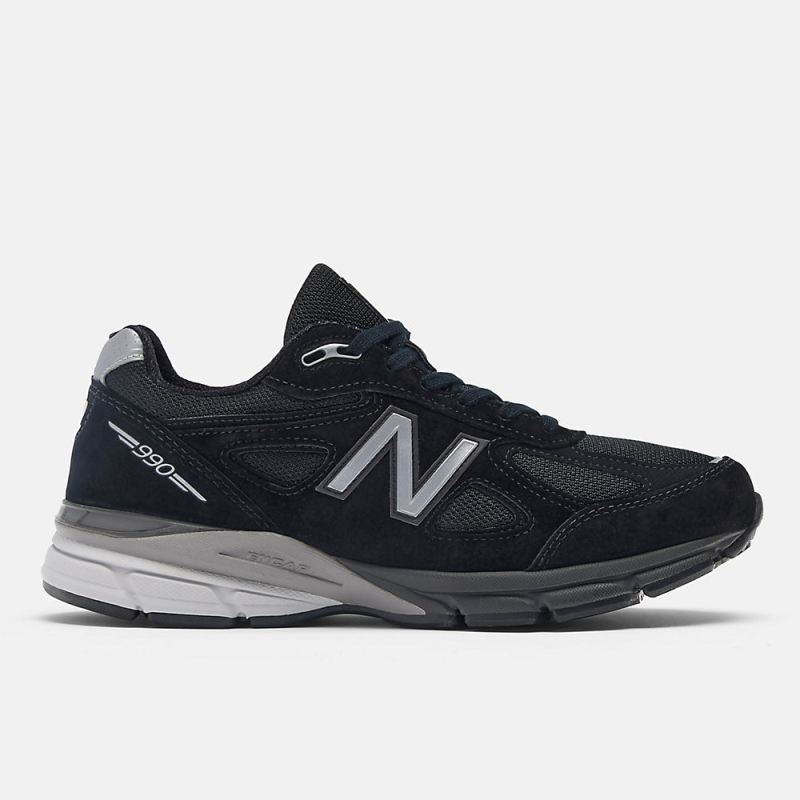 New Balance Men's Made in USA 990v4 Shoes Black with Silver