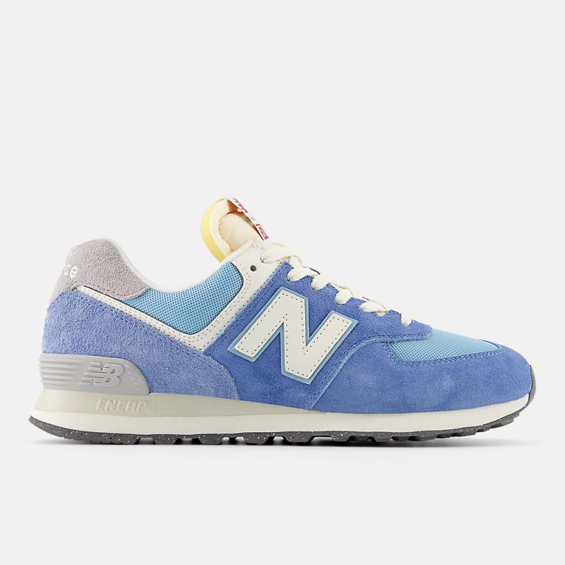 New Balance Men's 574 Shoes Blue Laguna with Sea Salt