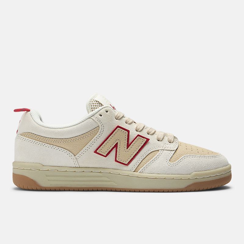 New Balance Men's NB Numeric 480 Shoes Sea Salt with Red