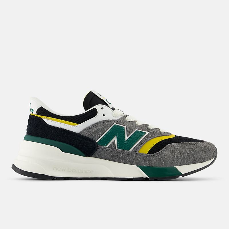 New Balance Women's 997R Shoes Black with Marsh Green