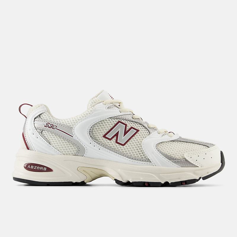 New Balance Men's 530 Shoes Sea Salt with White and Mercury Red