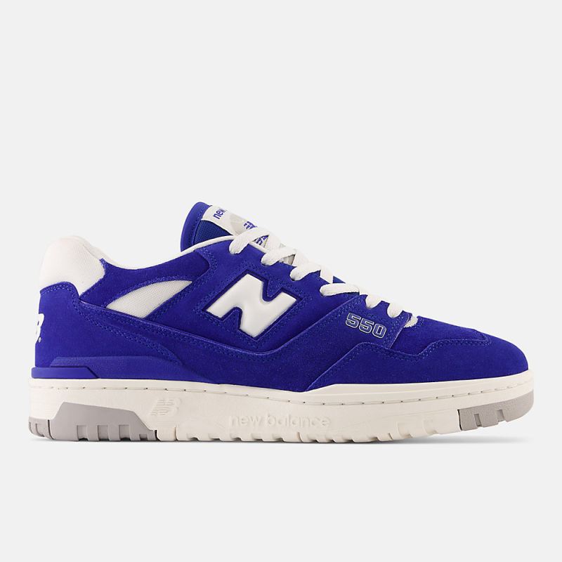 New Balance Men's 550 Shoes Team Royal with White and Concrete