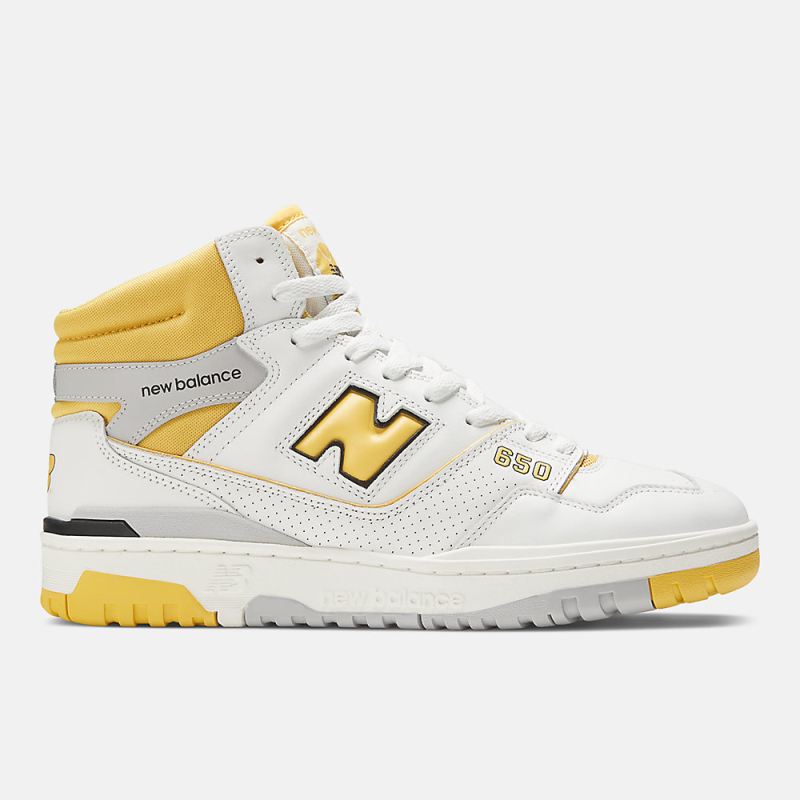 New Balance Men's 650 Shoes White with Honeycomb and Raincloud