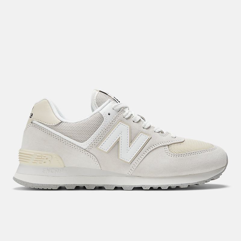 New Balance Men's 574 Shoes White with Grey