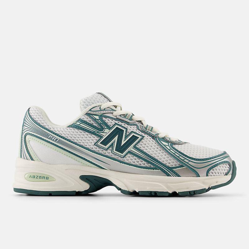 New Balance Women's 740 Shoes White with Marsh Green and Sea Sal