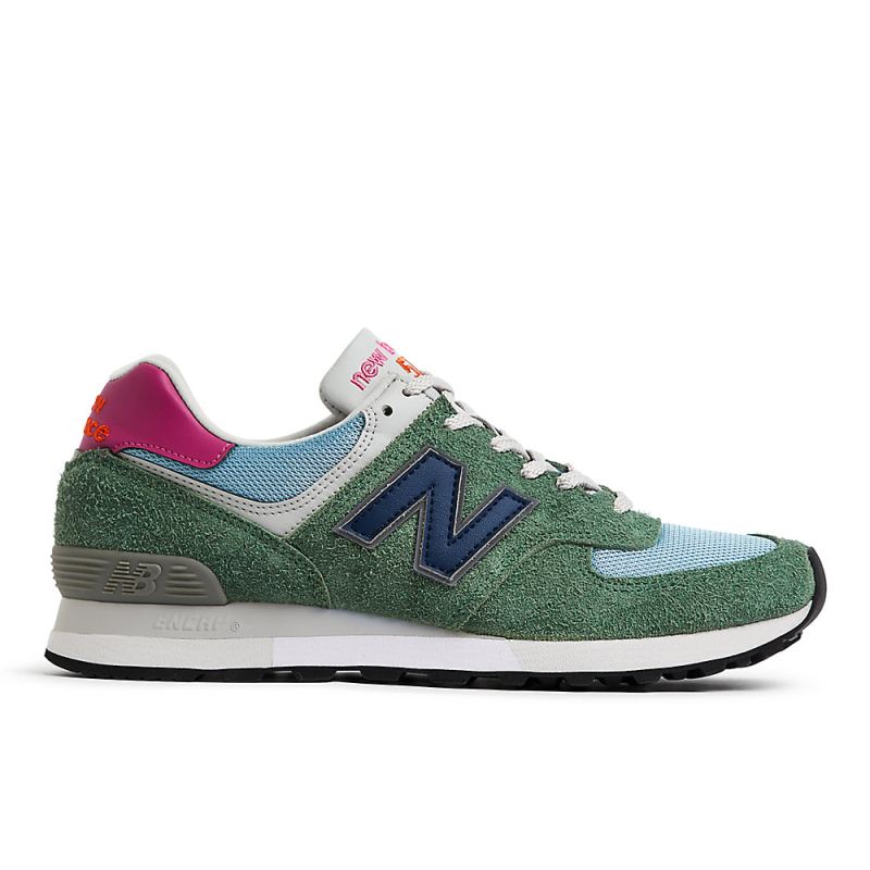 New Balance Women's MADE in UK 576 Shoes Green with Stone Blue a