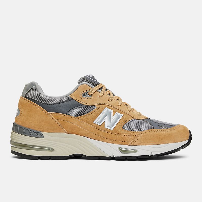 New Balance Men's MADE in UK 991 Shoes Tan with Grey and Dark Gr