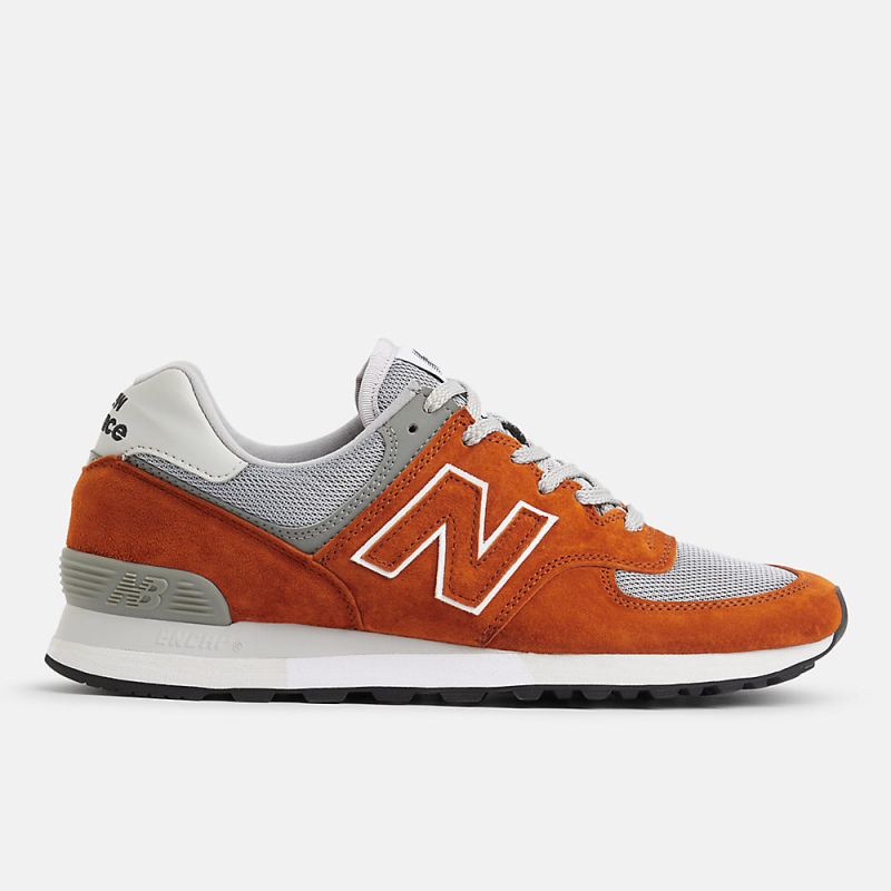 New Balance Men's MADE in UK 576 Shoes Orange with Alloy and Gra