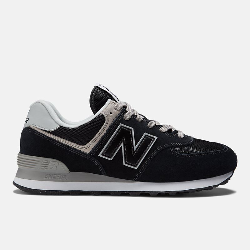 New Balance Men's 574 Core Shoes Black with White