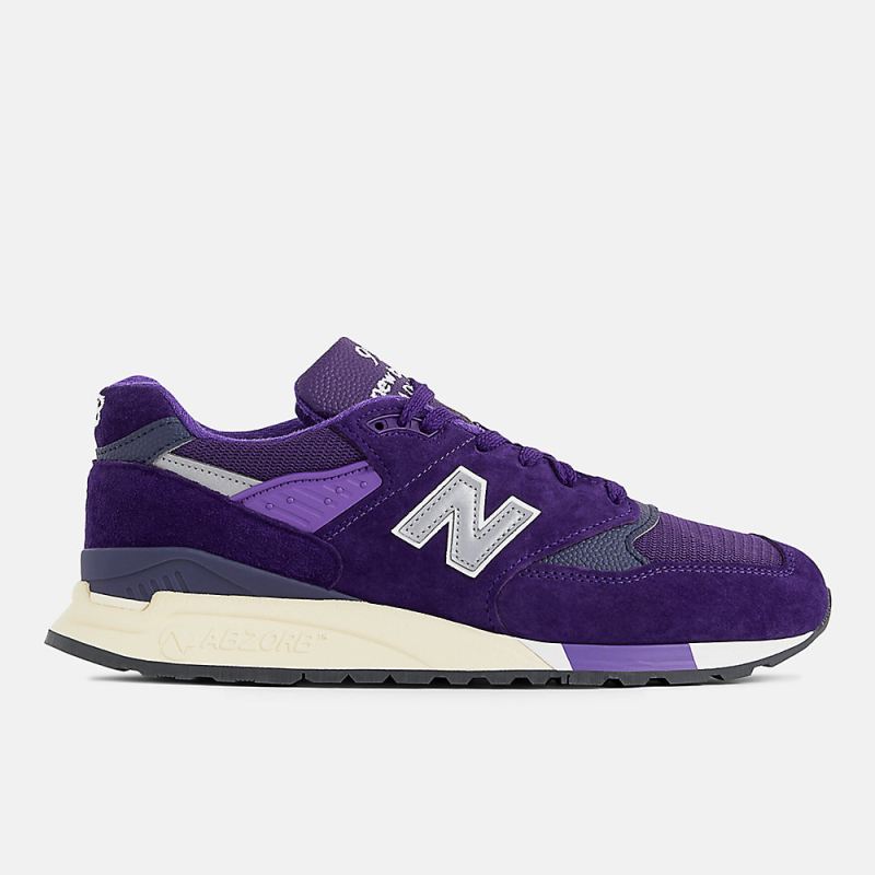 New Balance Men's Made in USA 998 Shoes Plum with Silver