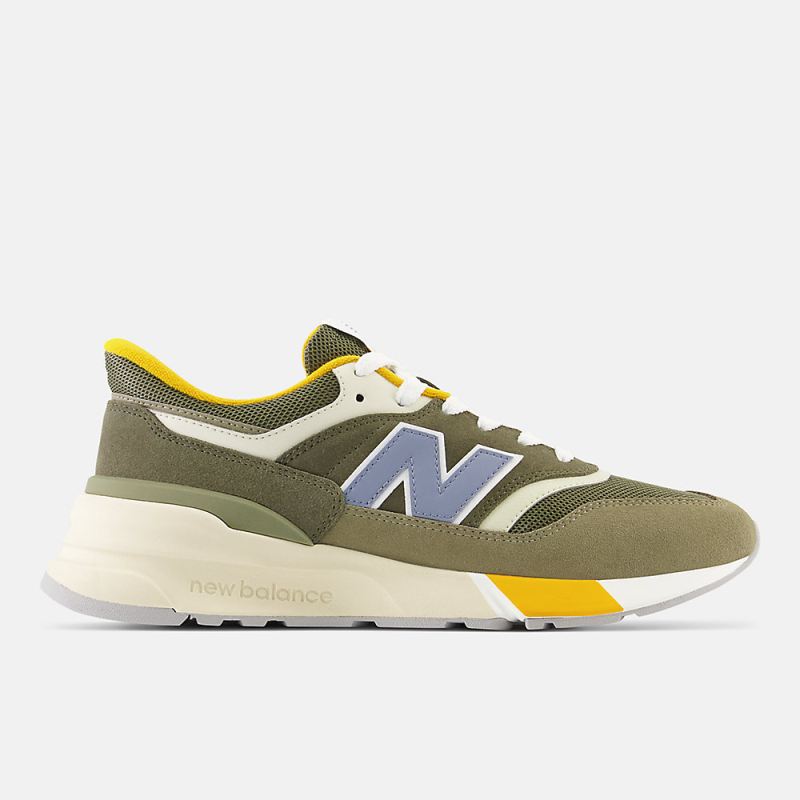 New Balance Women's 997R Shoes Covert Green with Dark Moss