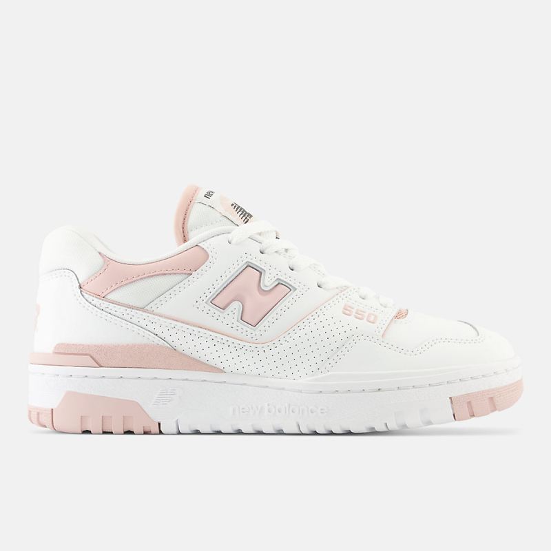 New Balance Women's 550 Shoes White with Pink Sand