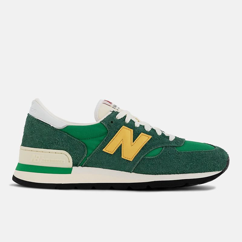 New Balance Men's MADE in USA 990 Shoes Green with Gold