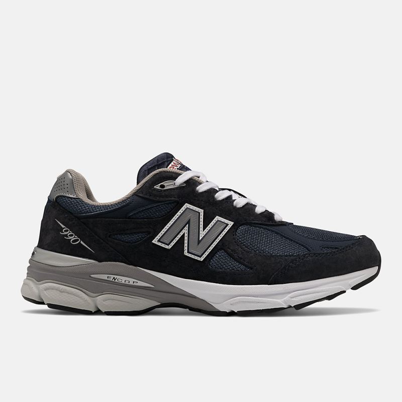 New Balance Men's MADE in USA 990v3 Core Shoes Navy with White