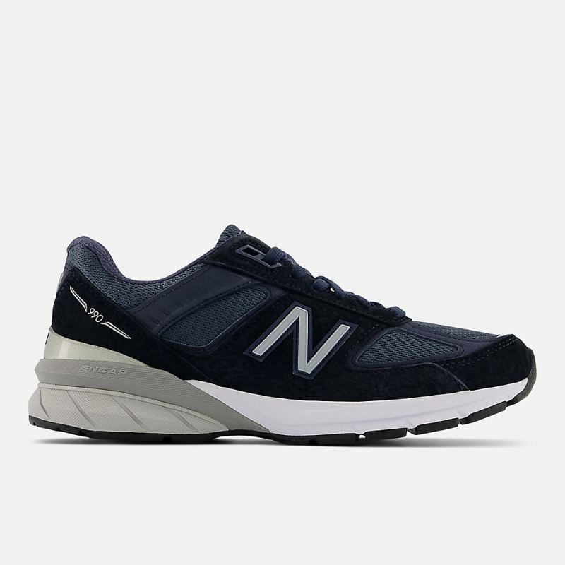 New Balance Women's MADE in USA 990v5 Core Shoes Navy with Silve