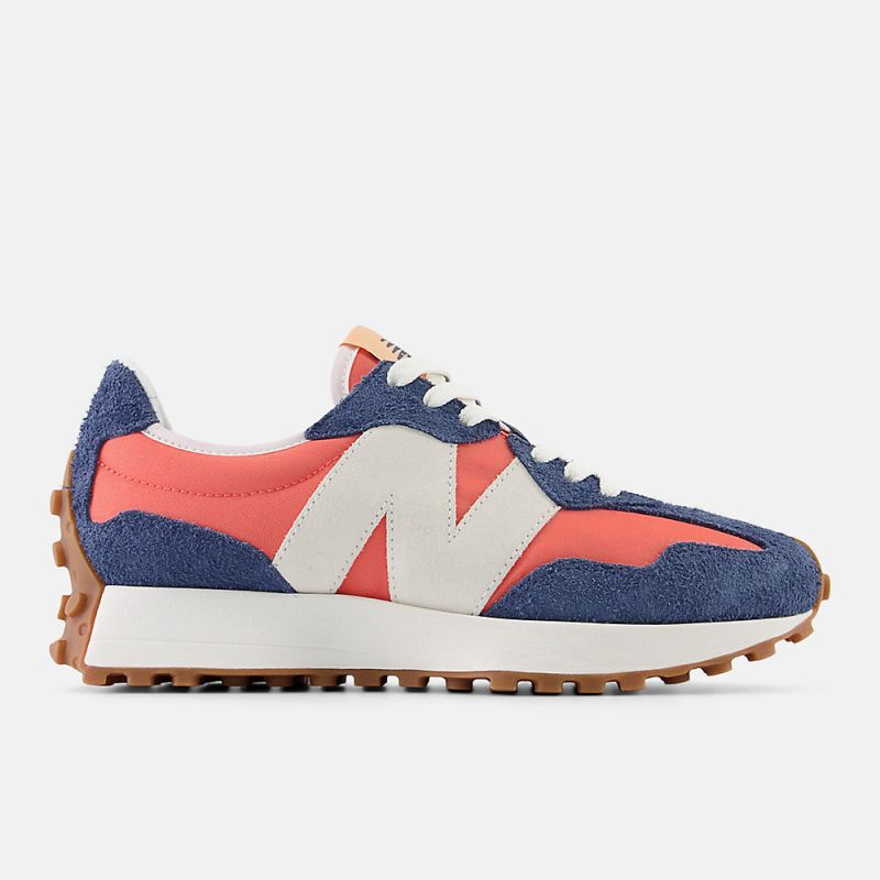 New Balance Women's 327 Shoes Vintage Indigo with Gulf Red