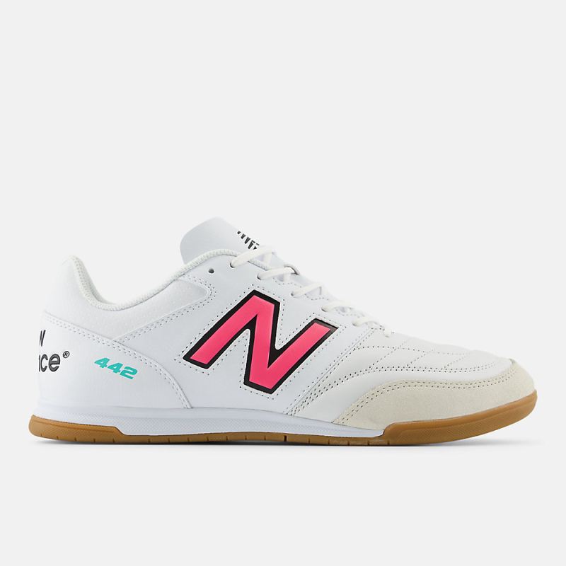 New Balance Men's 442 V2 TEAM IN Shoes White with Hi-lite and Ne