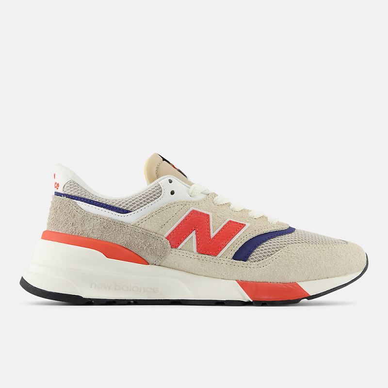 New Balance Women's 997R Shoes Linen with Blast Red