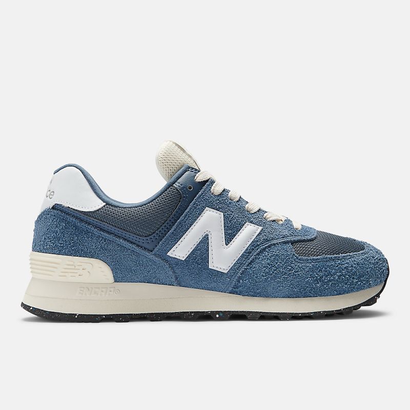 New Balance Men's 574 Shoes Vintage Indigo with White and Angora