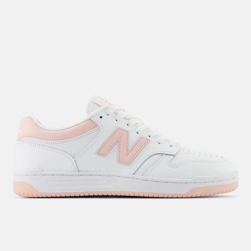 New Balance Men's 480 Shoes White with Pink Haze