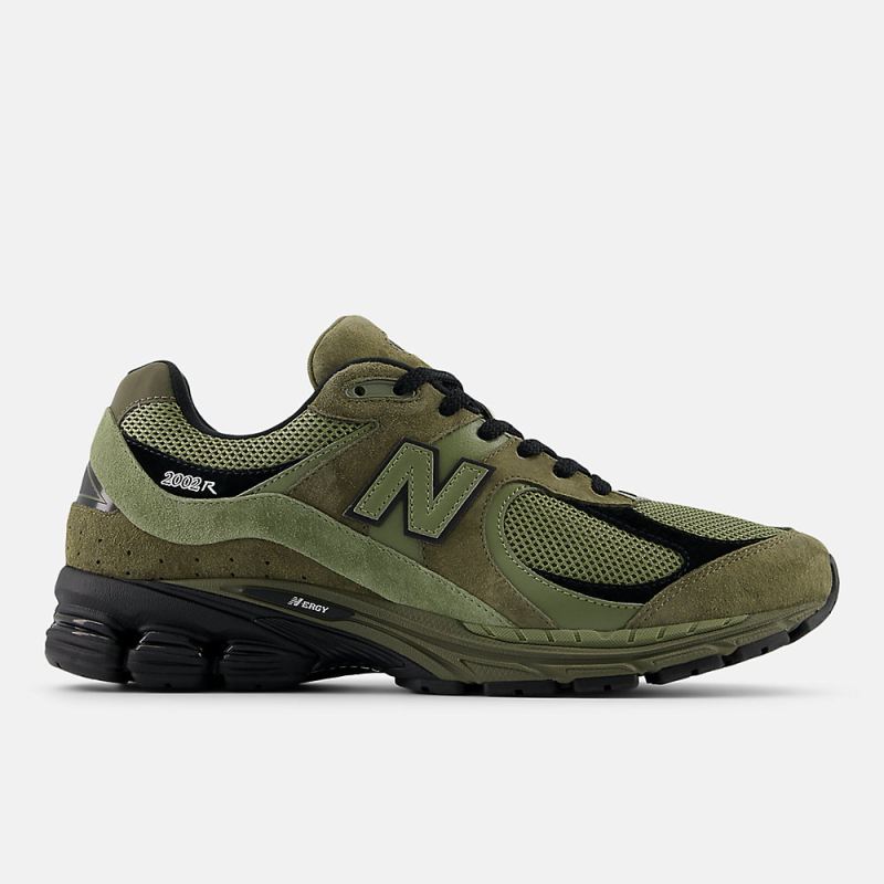 New Balance Men's 2002R Shoes Dark Camo with Dark Olivine and Bl