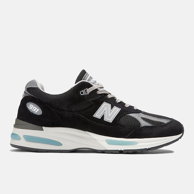 New Balance Men's Made in UK 991v2 Shoes Black with Smoked Pearl