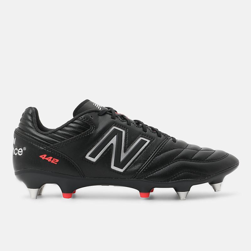 New Balance Men's 442 PRO SG V2 Shoes Black with Red and White