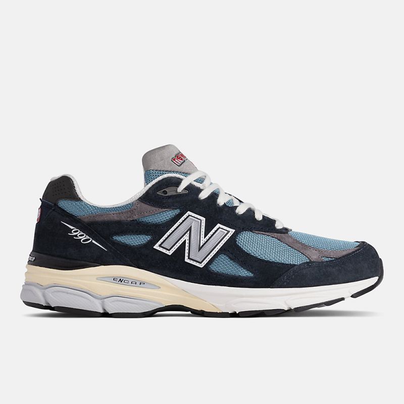 New Balance Men's MADE in USA 990v3 Shoes NB Navy with Spring Ti