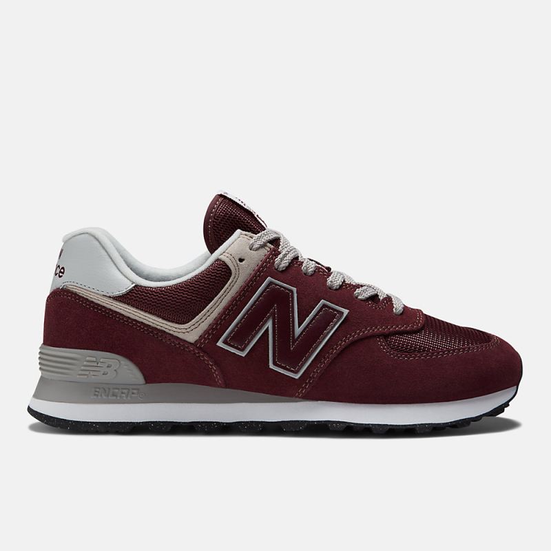 New Balance Men's 574 Core Shoes Burgundy with White