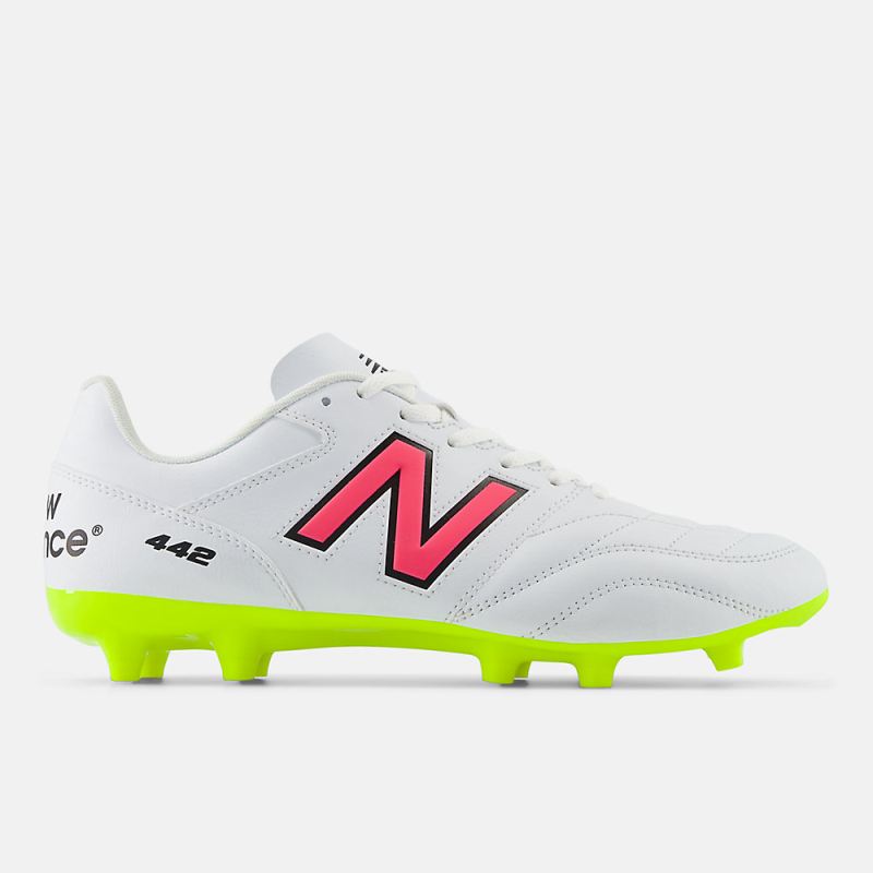 New Balance Men's 442 ACADEMY FG V2 Shoes White with Hi-lite and