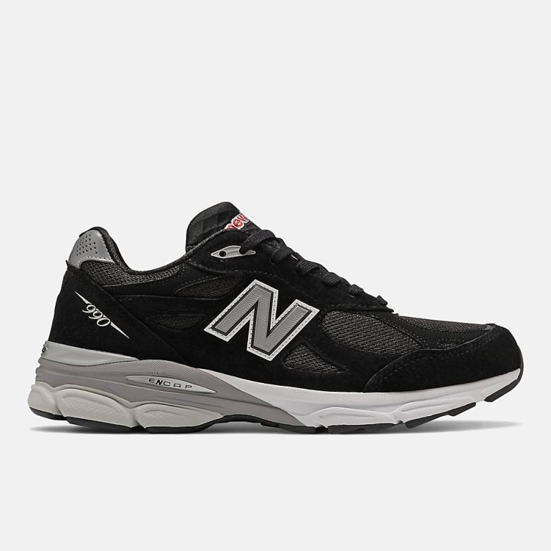 New Balance Men's MADE in USA 990v3 Core Shoes Black with White