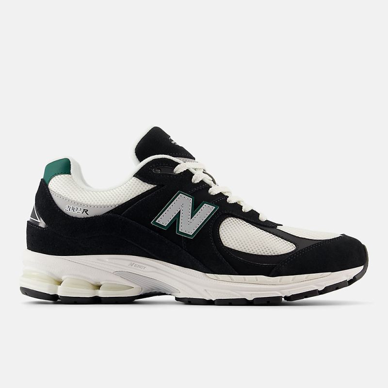 New Balance Men's 2002R Shoes Black with Marsh Green and Sea Sal